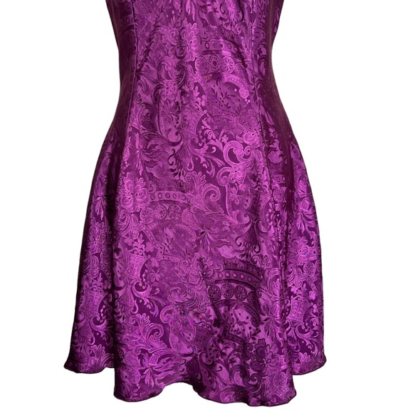 Vintage Gold Label Victoria’s Secret Purple Jacquard Slip Dress Size Medium - Picture 6 of 16